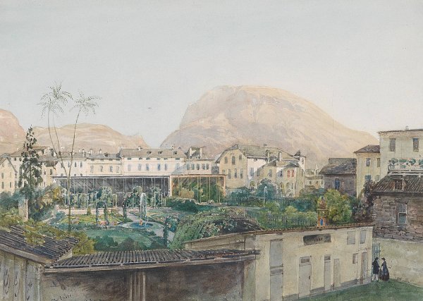 Blick uber einen Garten in Bozen by Thomas Ender - Hand-Painted Oil Painting Reproduction