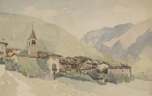 Dorf in einer Gebirgslandschaft by Thomas Ender Oil Painting
