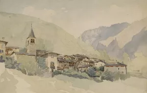 Dorf in einer Gebirgslandschaft by Thomas Ender Oil Painting
