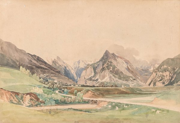 Gegend bei Flitsch by Thomas Ender - Hand-Painted Oil Painting Reproduction