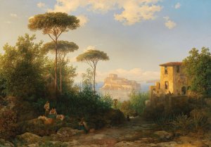 Ischia with a view of the Aragonese Castle by Thomas Ender Oil Painting