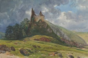 Ruin of Burg Schachenstein at Thorl in Styria by Thomas Ender Oil Painting