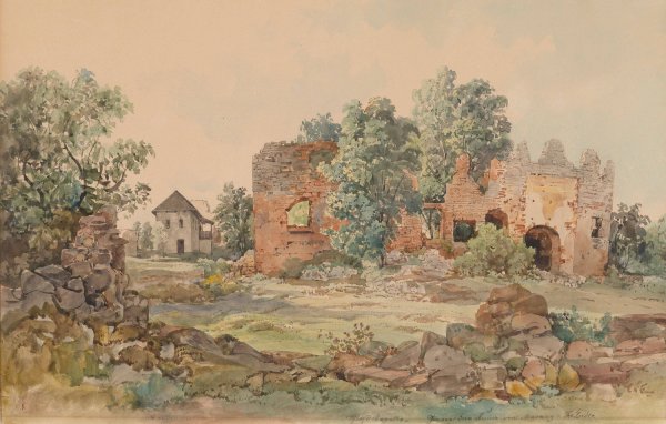 Ruine der Burg Muran in der Slowakei by Thomas Ender - Hand-Painted Oil Painting Reproduction