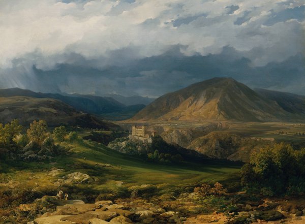 Schloss Cles im Nonntal in Sudtirol  by Thomas Ender - Hand-Painted Oil Painting Reproduction