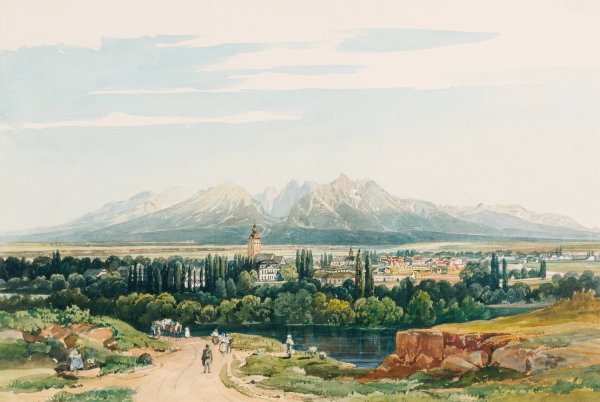 Schloss Lomnitz und die Tatra in Ungarn  by Thomas Ender - Hand-Painted Oil Painting Reproduction