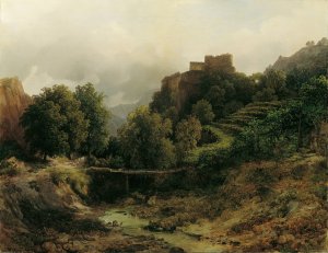 Schloss Tirol bei Meran by Thomas Ender Oil Painting
