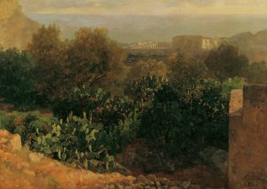 Sudliche Landschaft mit Kakteen by Thomas Ender Oil Painting
