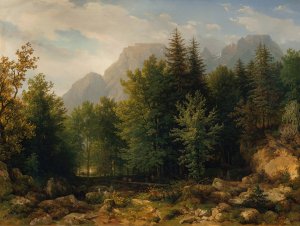 Waldlandschaft im Hochgebirge by Thomas Ender Oil Painting