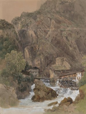 Wehranlage mit Wasserradern und Turm by Thomas Ender Oil Painting