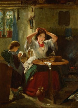 The rustic toilet by Thomas Faed Oil Painting