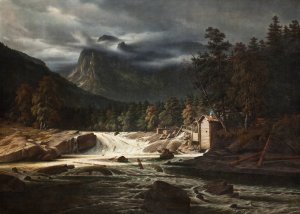 Norwegian Landscape, Marumfoss by Thomas Fearnley Oil Painting