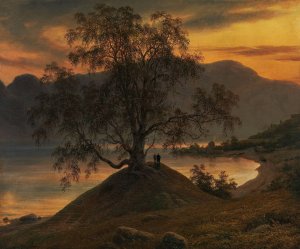 Old Birch Tree at the Sognefjord by Thomas Fearnley Oil Painting