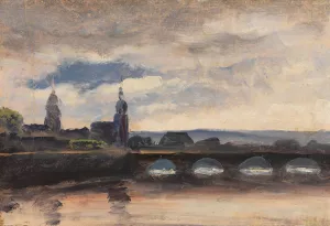 The Augustusbrucke in Dresden by Thomas Fearnley Oil Painting
