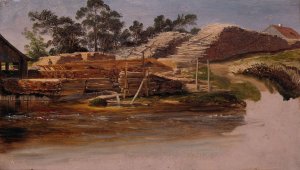 Timber Yard by Thomas Fearnley Oil Painting