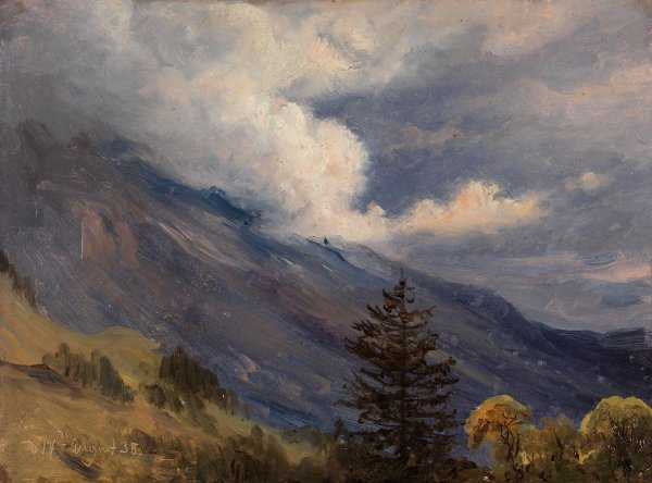 View from Grindelwald in Switzerland  by Thomas Fearnley - Hand-Painted Oil Painting Reproduction