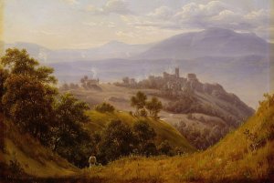 View of Olevano by Thomas Fearnley Oil Painting