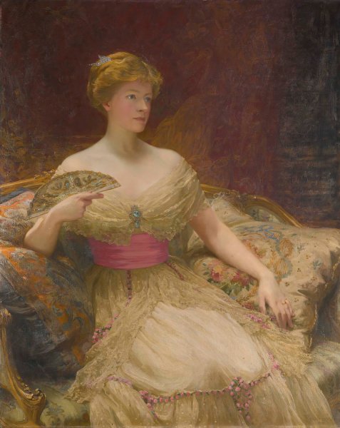 Portrait Of Mrs Austin Mackenzie  by Thomas Francis Dicksee - Hand-Painted Oil Painting Reproduction