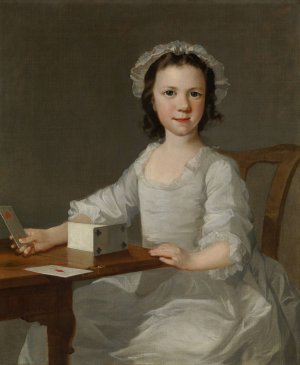 Girl Building a House of Cards by Thomas Frye Oil Painting