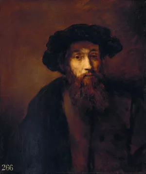 A Bearded Man in a Cap (after Rembrandt) Oil painting by Thomas Gainsborough