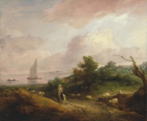 Coastal Landscape with a Shepherd and His Flock by Thomas Gainsborough Oil Painting