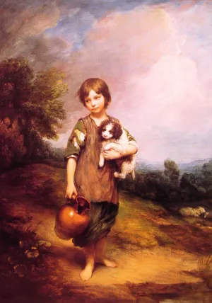 Cottage Girl with Dog and Pitcher by Thomas Gainsborough - Oil Painting Reproduction