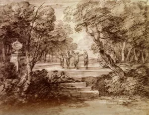 Dancers with Musicians in A=a Woodland Glade Oil painting by Thomas Gainsborough