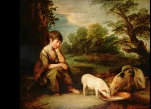 Girl with Pigs Oil painting by Thomas Gainsborough