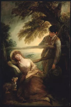 Haymaker and the Sleeping Girl by Thomas Gainsborough - Oil Painting Reproduction