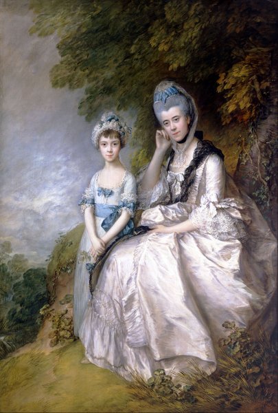 Hester, Countess of Sussex, and Her Daughter, Lady Barbara Yelverton by Thomas Gainsborough - Hand-Painted Oil Painting Reproduction