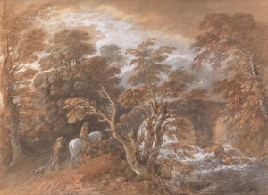 Hilly Landscape with Figures Approaching a Bridge by Thomas Gainsborough Oil Painting