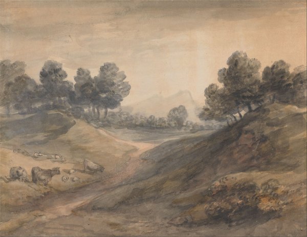 Landscape and Cattle by Thomas Gainsborough - Hand-Painted Oil Painting Reproduction