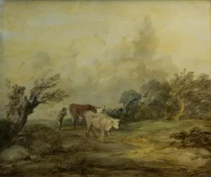 Landscape with a Peasant Driving Cows by Thomas Gainsborough Oil Painting