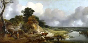 Landscape with a View of a Distant Village by Thomas Gainsborough Oil Painting
