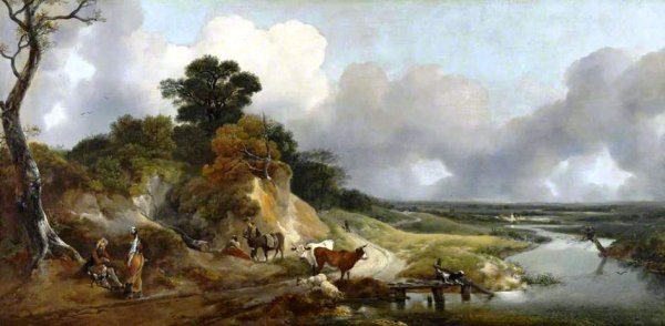 Landscape with a View of a Distant Village by Thomas Gainsborough - Hand-Painted Oil Painting Reproduction