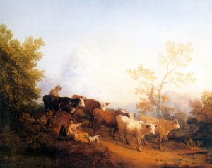 Landscape with Cattle by Thomas Gainsborough Oil Painting