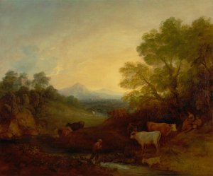 Landscape with Cattle by Thomas Gainsborough Oil Painting
