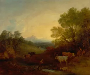 Landscape with Cattle by Thomas Gainsborough Oil Painting