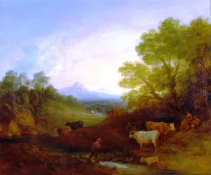 Landscape with Cattle by Thomas Gainsborough Oil Painting