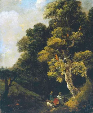 Landscape with Figures Under a Tree by Thomas Gainsborough Oil Painting