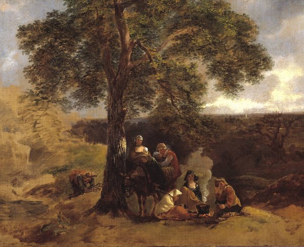 Main Product Photo of Landscape with Gipsies Painting by Thomas Gainsborough