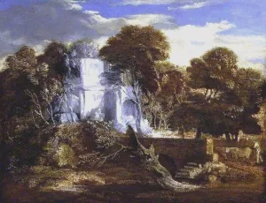 Landscape with Herdsman and Cows Crossing a Bridge painting by Thomas Gainsborough