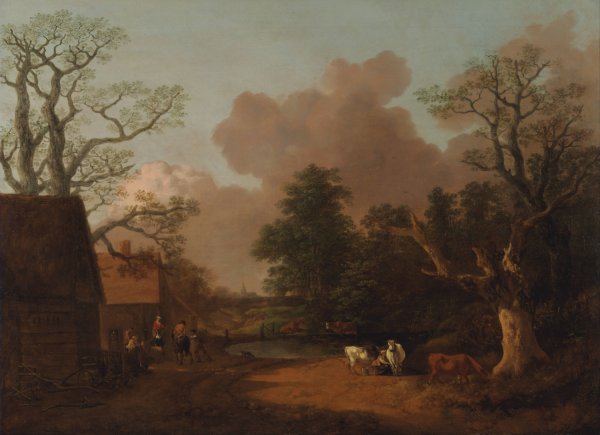Landscape with Milkmaid by Thomas Gainsborough - Hand-Painted Oil Painting Reproduction