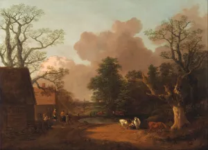 Landscape with Milkmaid by Thomas Gainsborough - Oil Painting Reproduction