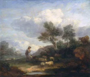 Landscape with Sheep by Thomas Gainsborough - Oil Painting Reproduction