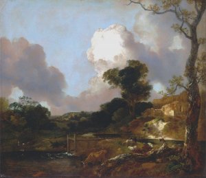 Landscape with Stream and Weir by Thomas Gainsborough Oil Painting