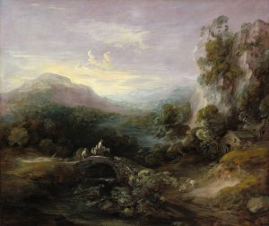 Mountain Landscape with Bridge by Thomas Gainsborough Oil Painting