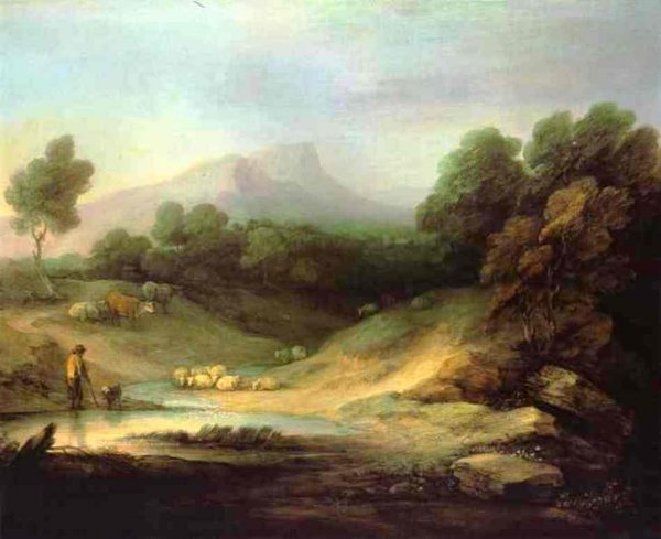 Main Product Photo of Mountain Landscape with Shepherd Painting by Thomas Gainsborough