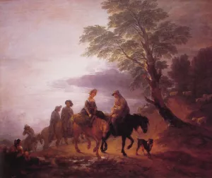 Open Landscape with Mounted Peasants by Thomas Gainsborough - Oil Painting Reproduction