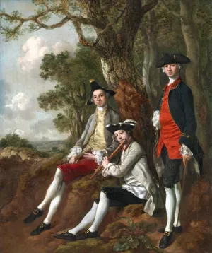 Peter Darnell Muilman, Charles Crokatt and William Keable in a Landscape by Thomas Gainsborough - Oil Painting Reproduction