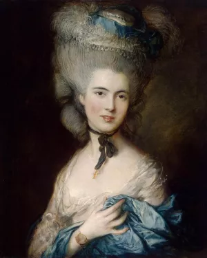 Portrait of a Lady in Blue by Thomas Gainsborough - Oil Painting Reproduction